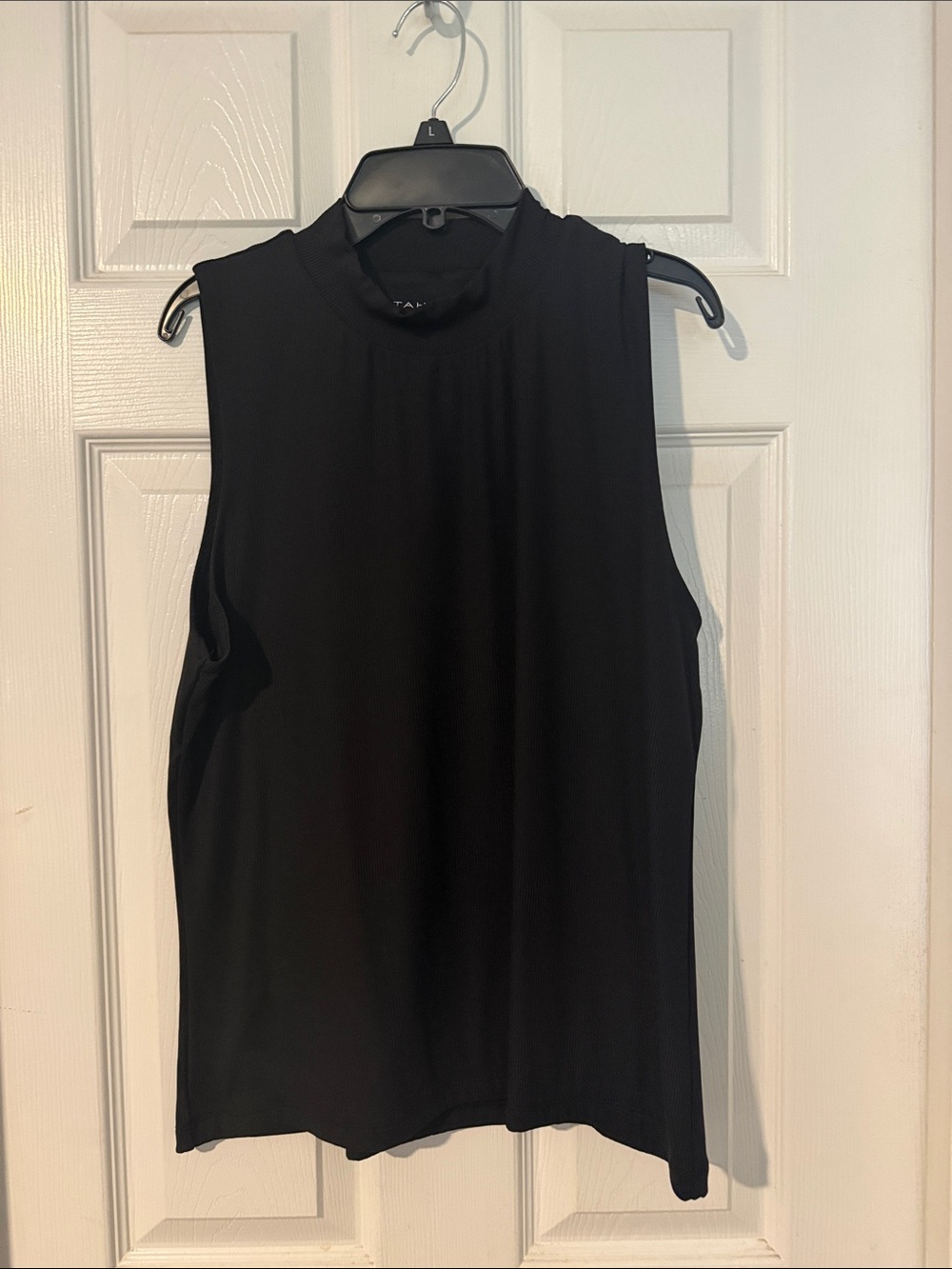 Tahari Black Sleeveless Mock Neck Tank